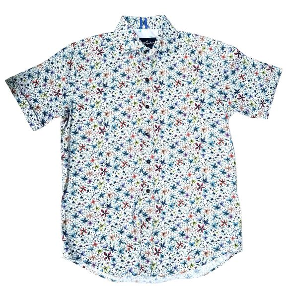 Robert Graham Shirt Men Size Small Landon Short Sleeve Button Down Tailored Fit - Picture 1 of 2